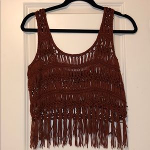 F21 Boho Woven Crop Top
